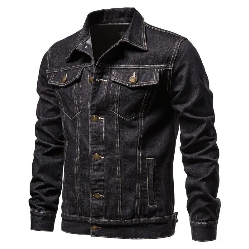 Jaqueta Jeans Masculina Trucker Clássica com Bolsos no Peito