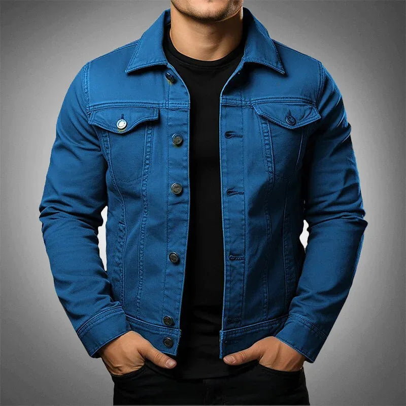 Jaqueta Jeans Masculina Slim com Bolsos no Peito
