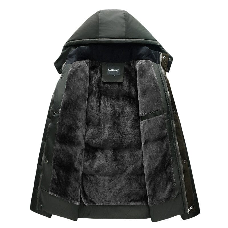 Jaqueta Masculina Puffer com Forro de Lã e Capuz Removível