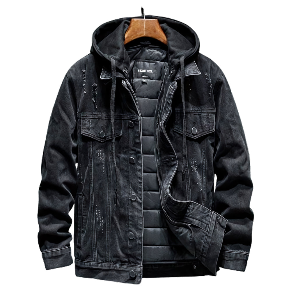 Jaqueta Jeans Masculina Trucker Essentials com Capuz