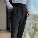 Calça Alfaiataria Masculina em Poliviscose Acetinada Preta