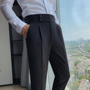Calça Alfaiataria Masculina em Poliviscose Acetinada Preta