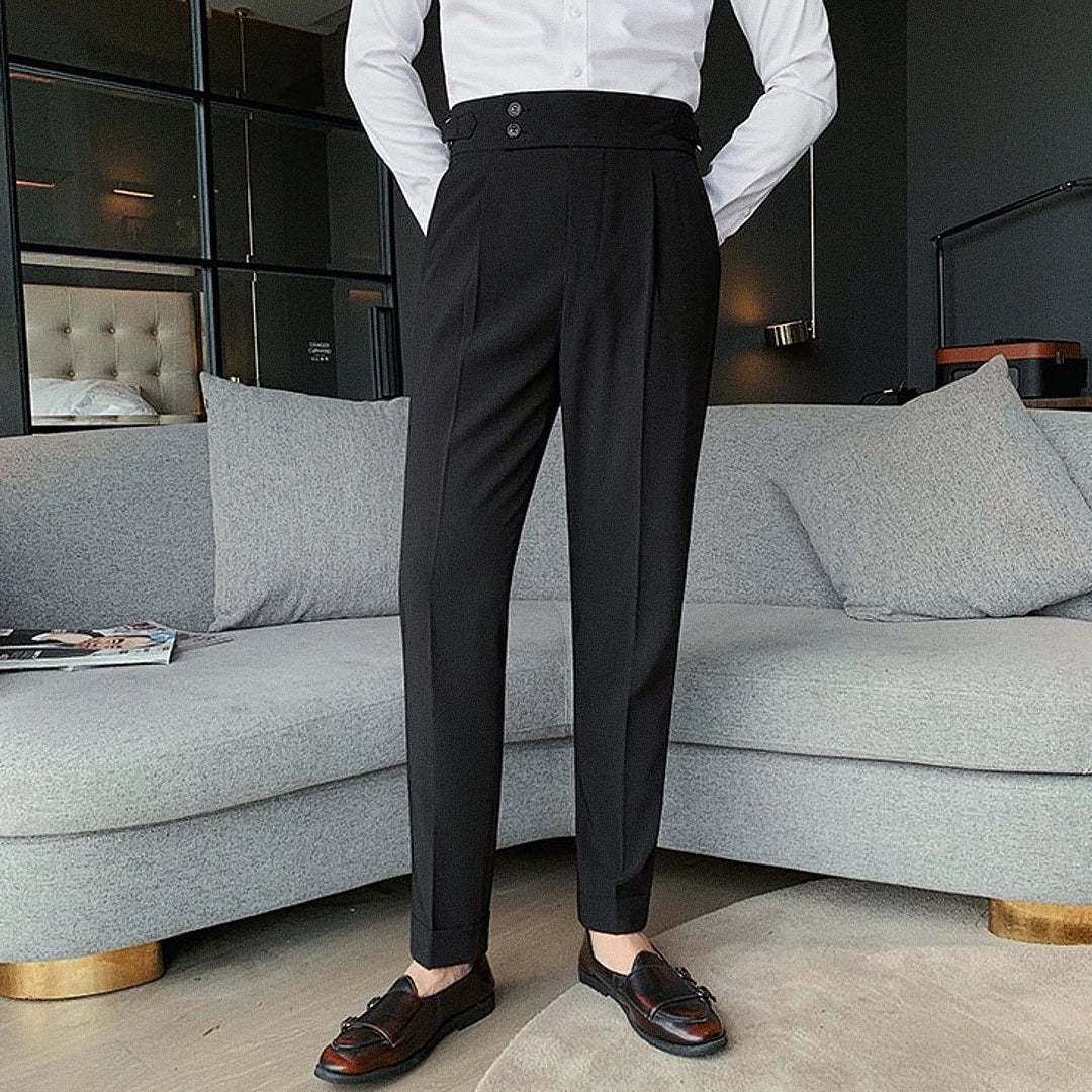 Calça Alfaiataria Masculina em Poliviscose Acetinada Preta
