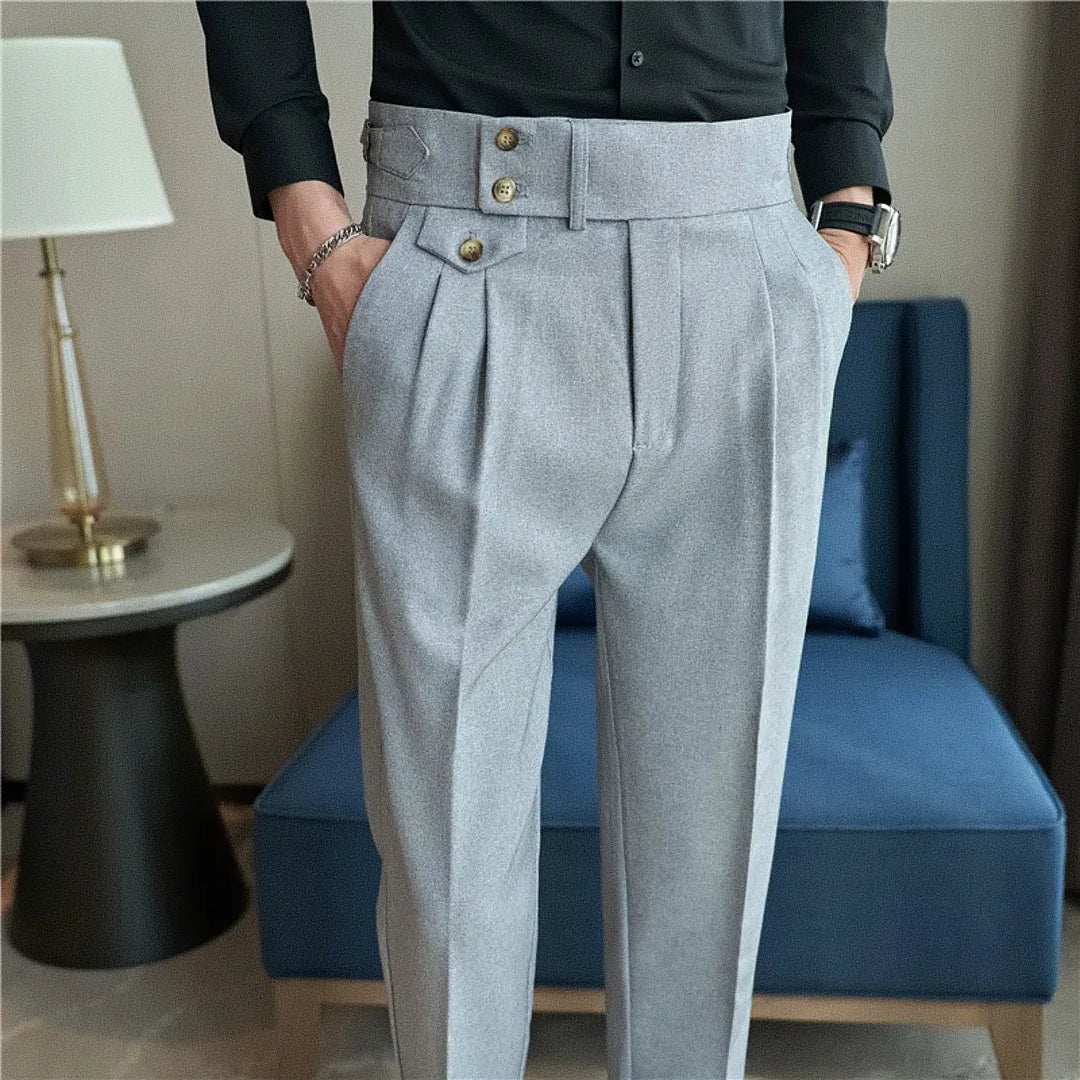Calça Alfaiataria Masculina em Poliviscose Acetinada Cinza