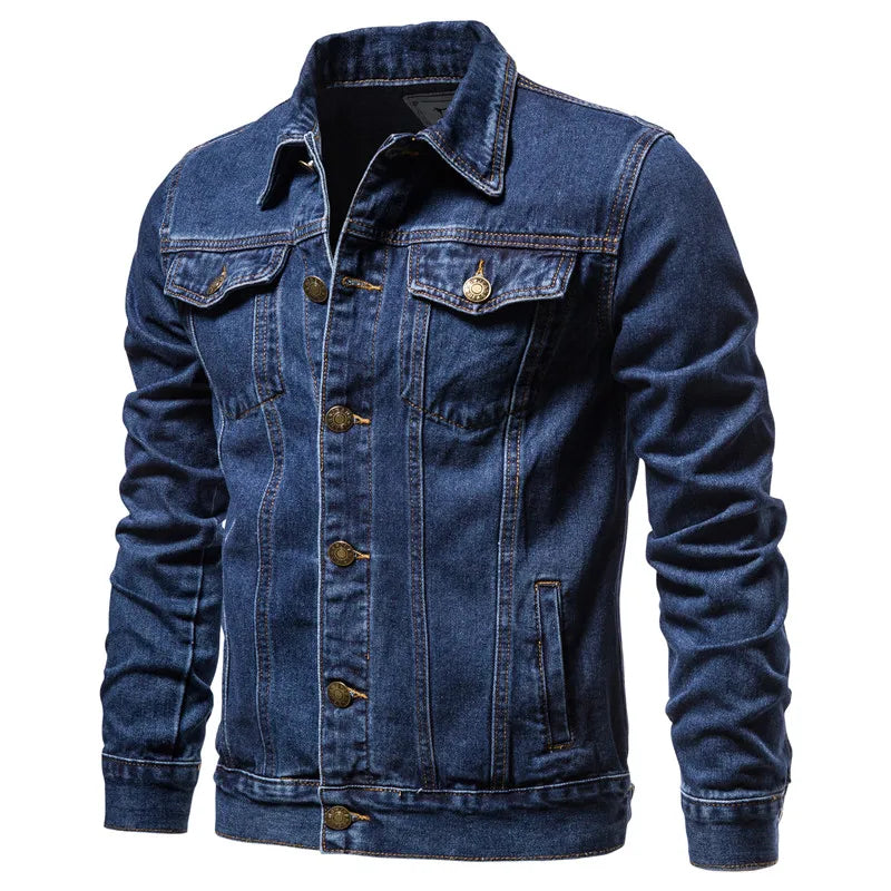 Jaqueta Jeans Masculina Trucker Clássica com Bolsos no Peito