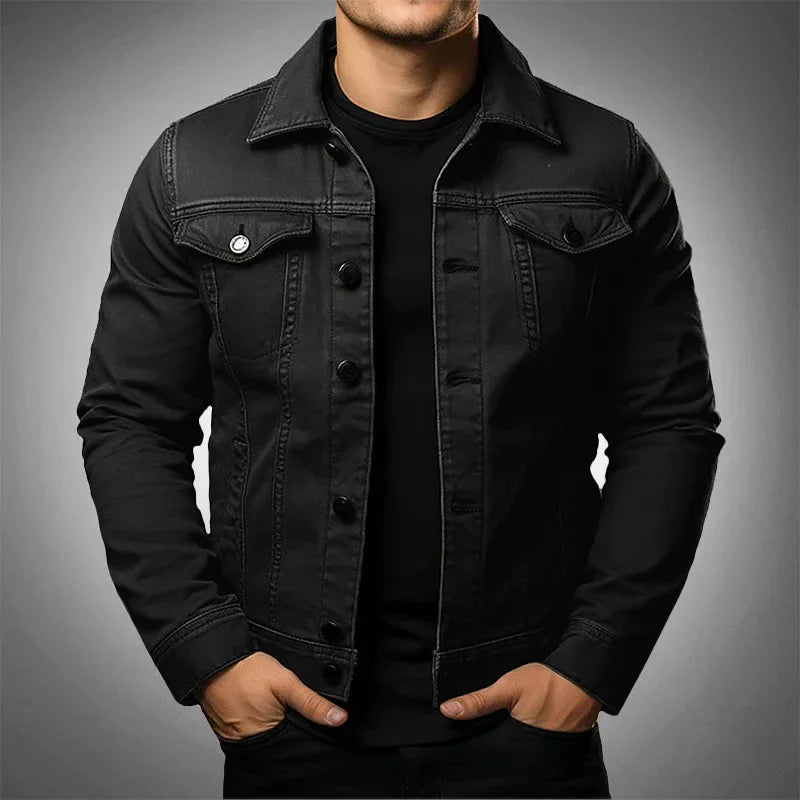 Jaqueta Jeans Masculina Slim com Bolsos no Peito