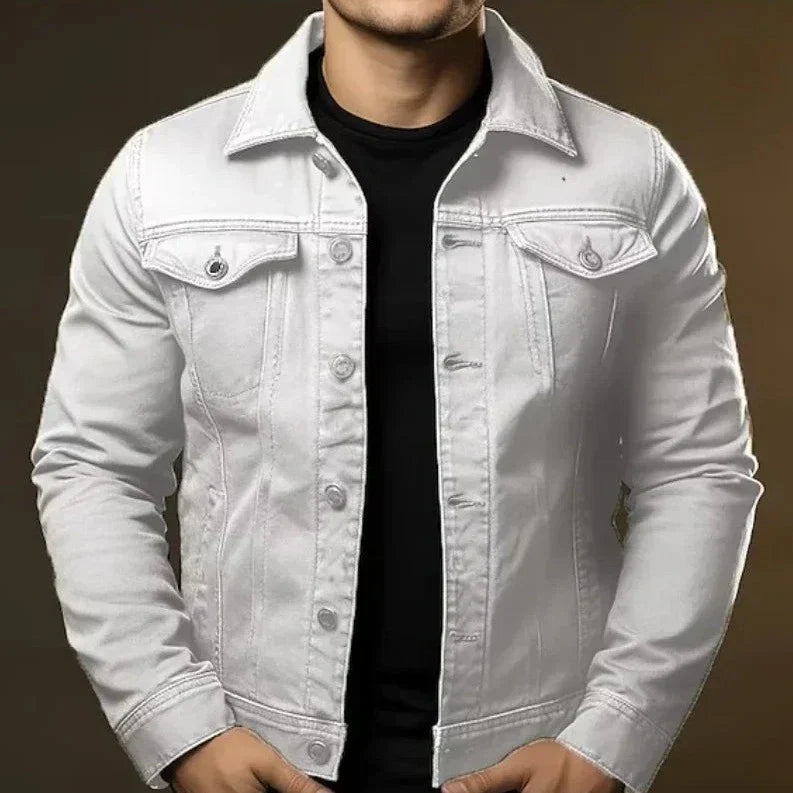 Jaqueta Jeans Masculina Slim com Bolsos no Peito