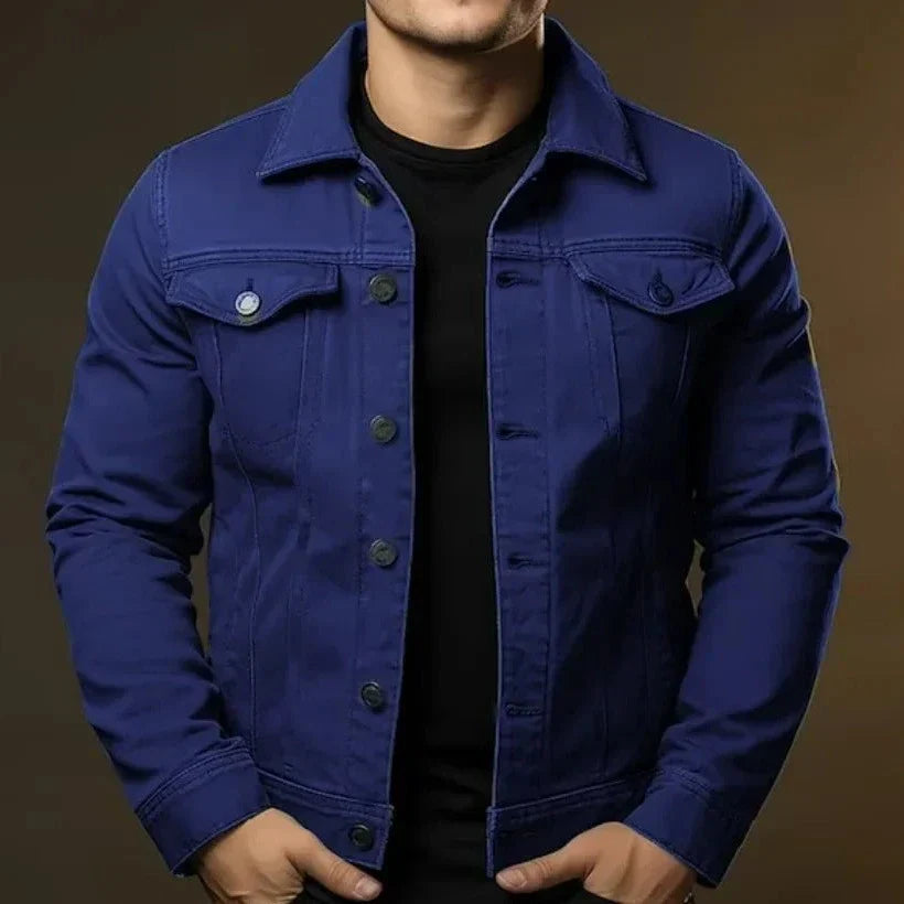 Jaqueta Jeans Masculina Slim com Bolsos no Peito