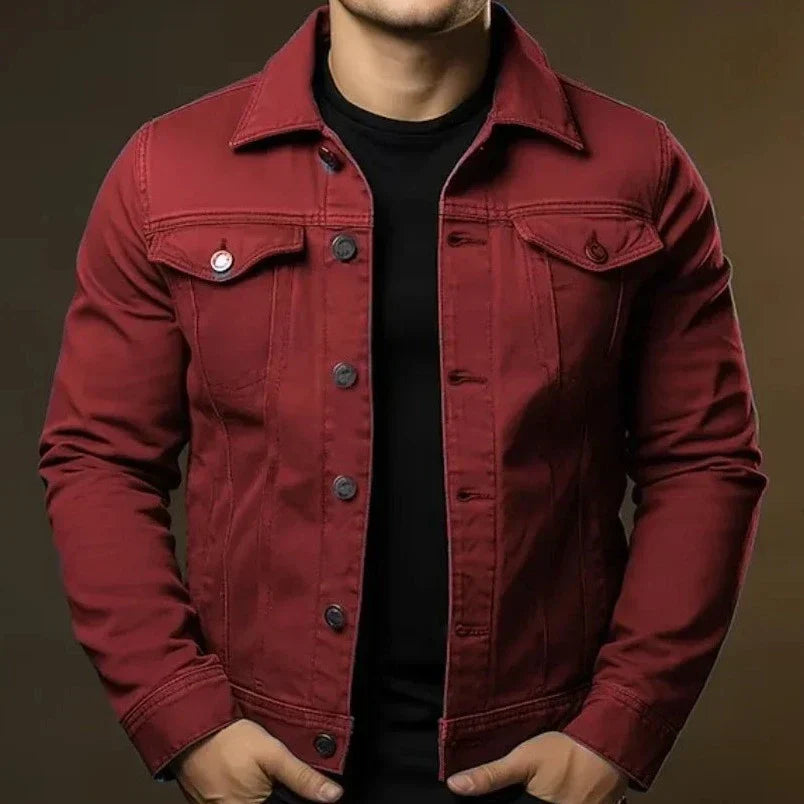 Jaqueta Jeans Masculina Slim com Bolsos no Peito