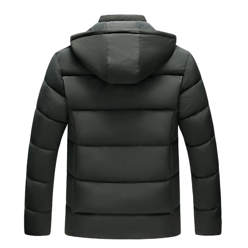 Jaqueta Masculina Puffer com Forro de Lã e Capuz Removível