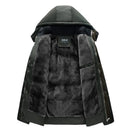 Jaqueta Masculina Puffer com Forro de Lã e Capuz Removível