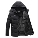 Jaqueta Masculina Puffer com Forro de Lã e Capuz Removível