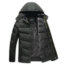 Jaqueta Masculina Puffer com Forro de Lã e Capuz Removível