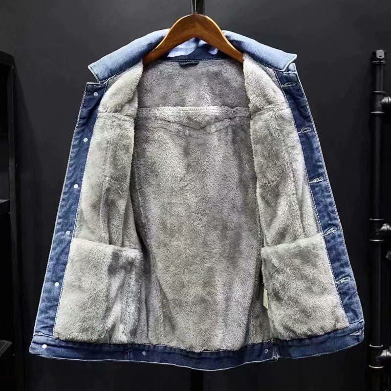 Jaqueta Jeans Masculina Trucker Acolchoada com Forro em Lã