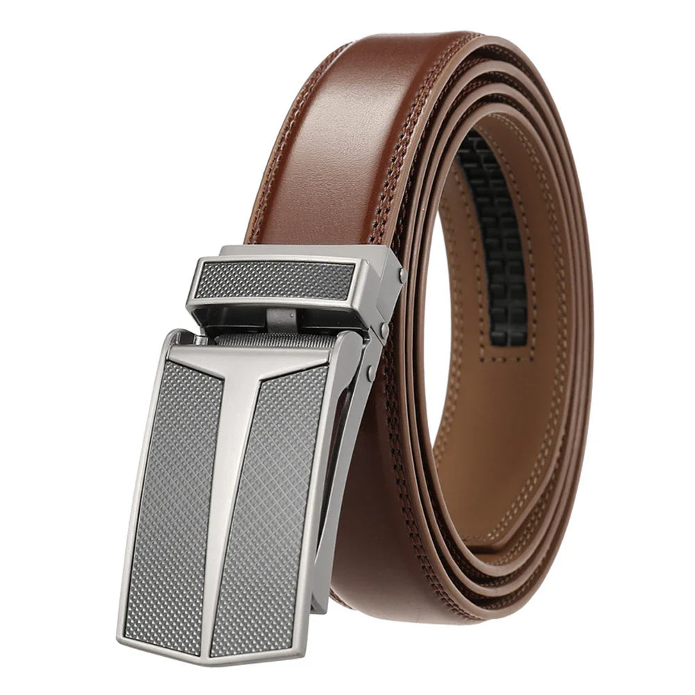 Cinto Masculino de Couro com Fivela Catraca | Casualle Silver II